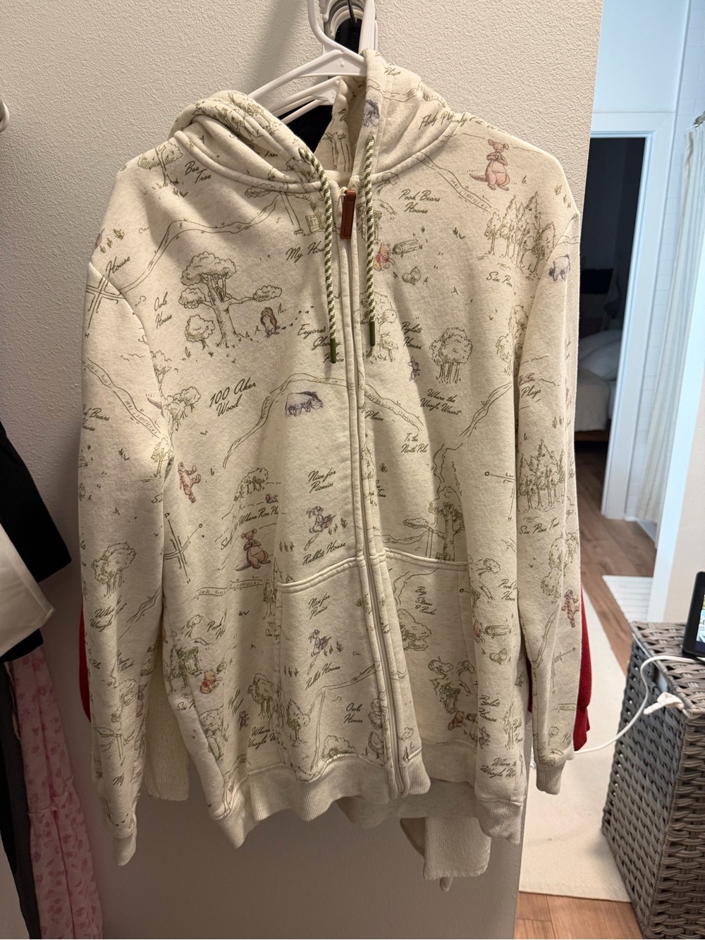 Disney Cream Zip-Up Hooded Sweatshirt with Map Print